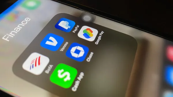 Smart phone showing multiple payment apps.