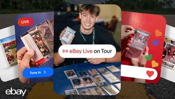 A brand image of Ebay's live shopping tour