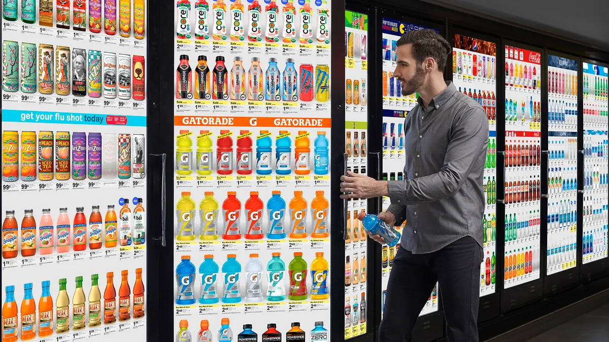 Digital screens in a store.