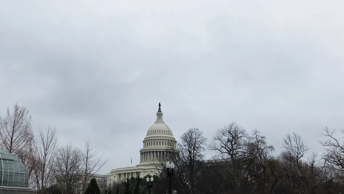 The Capitol building on a rainy D.C. day