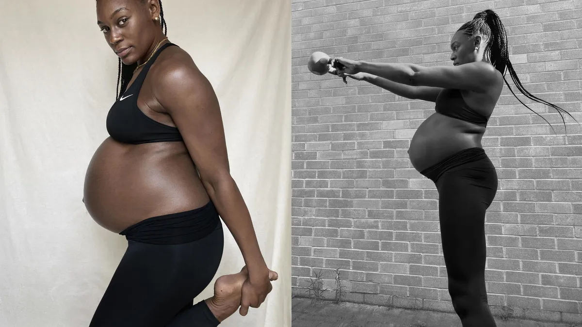 Perri Edwards poses for Nike's first maternity collection, Nike (M)