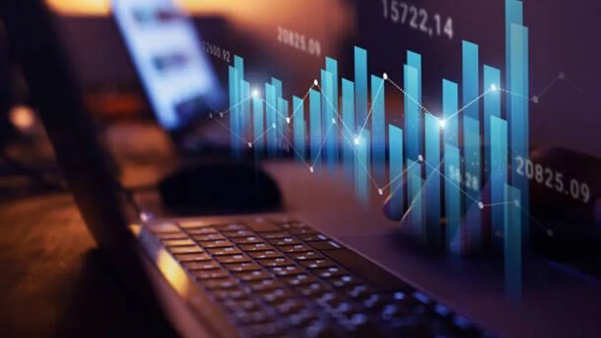 growth in business and finance, growing graphs and charts with statistics and digits