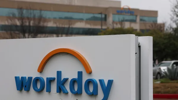 A Workday sign is displayed outside the company's offices.