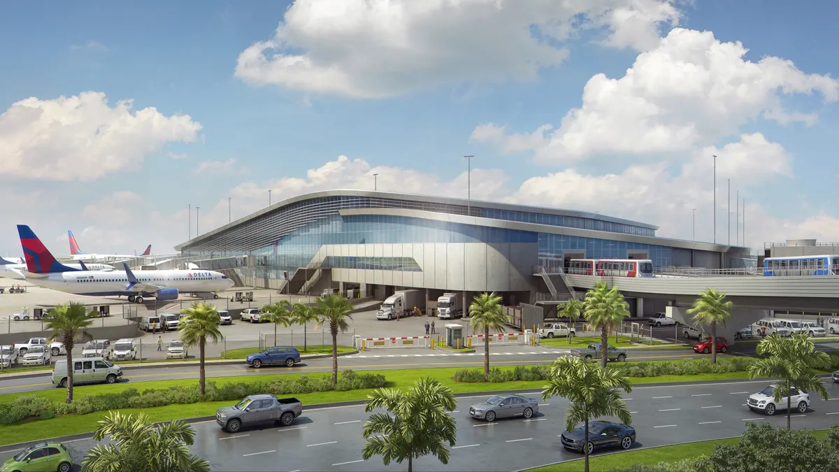 Rendering of the exterior of airside D at tampa airport in Florida.