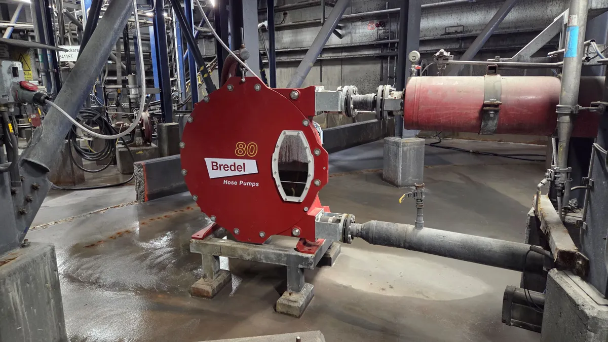 A Bredel 80 hose pump sits at a manufacturing facility