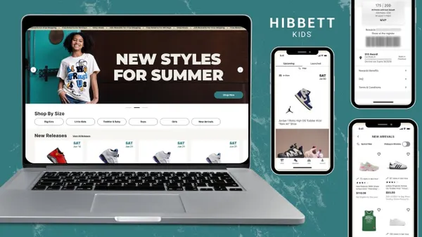 Hibbett website focused on the company's Kids offering.