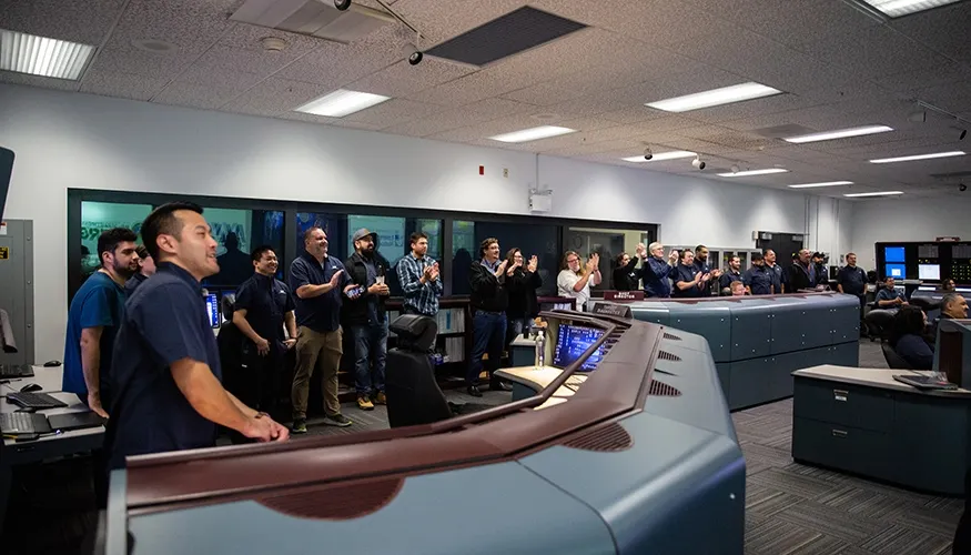 Researchers and technicians in the National Ignition Facility control room