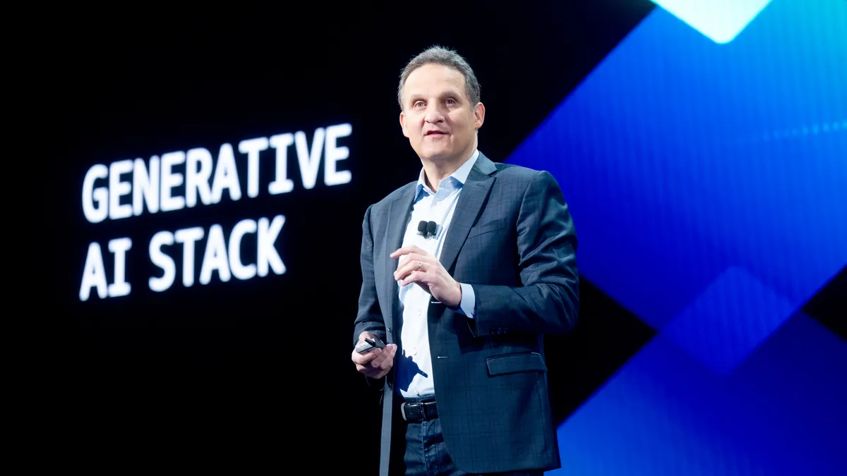 AWS CEO Adam Selipsky delivers a keynote address during AWS re:Invent 2023 at The Venetian Las Vegas on November 28, 2023 in Las Vegas, Nevada.