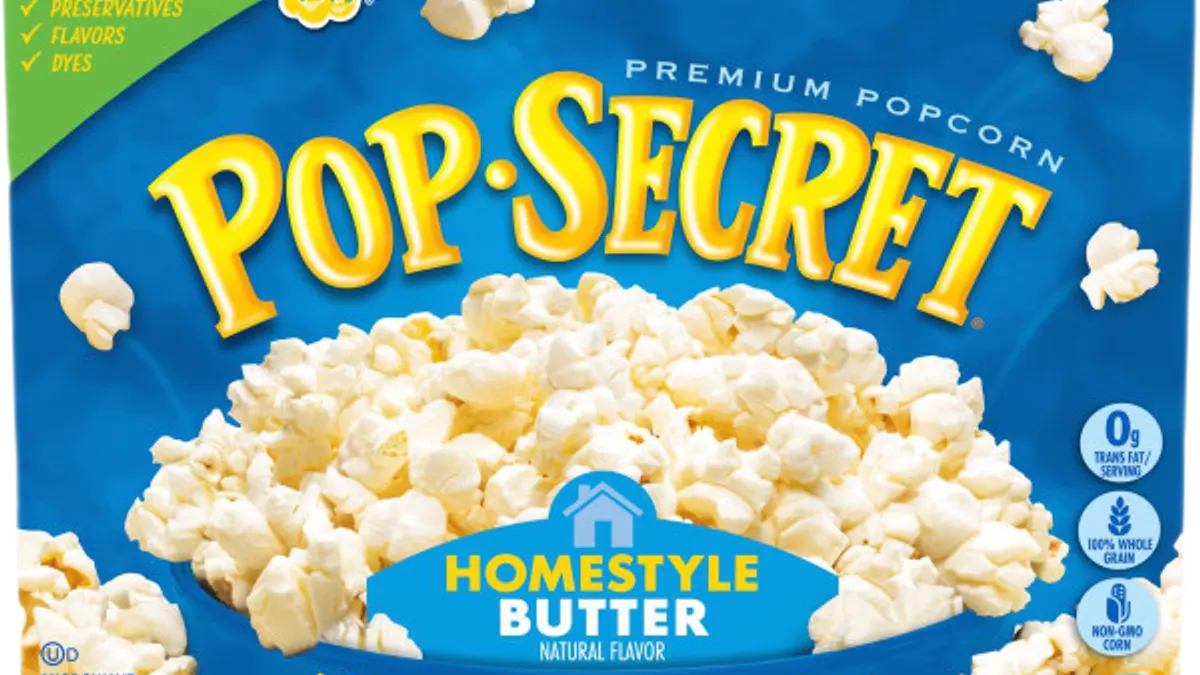Packaging of Campbell Soup's Pop Secret Popcorn.