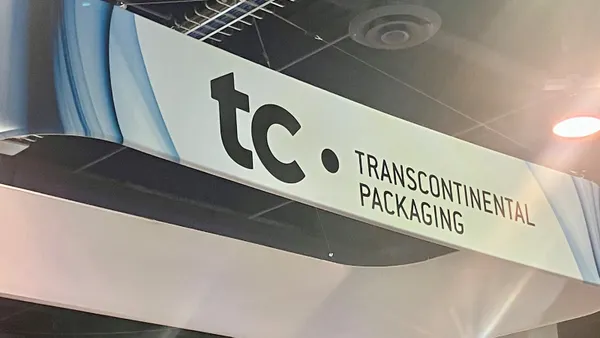 TC Transcontinental Packaging sign hanging from ceiling