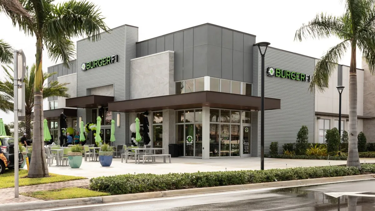 An exterior image of a BurgerFi restaurant