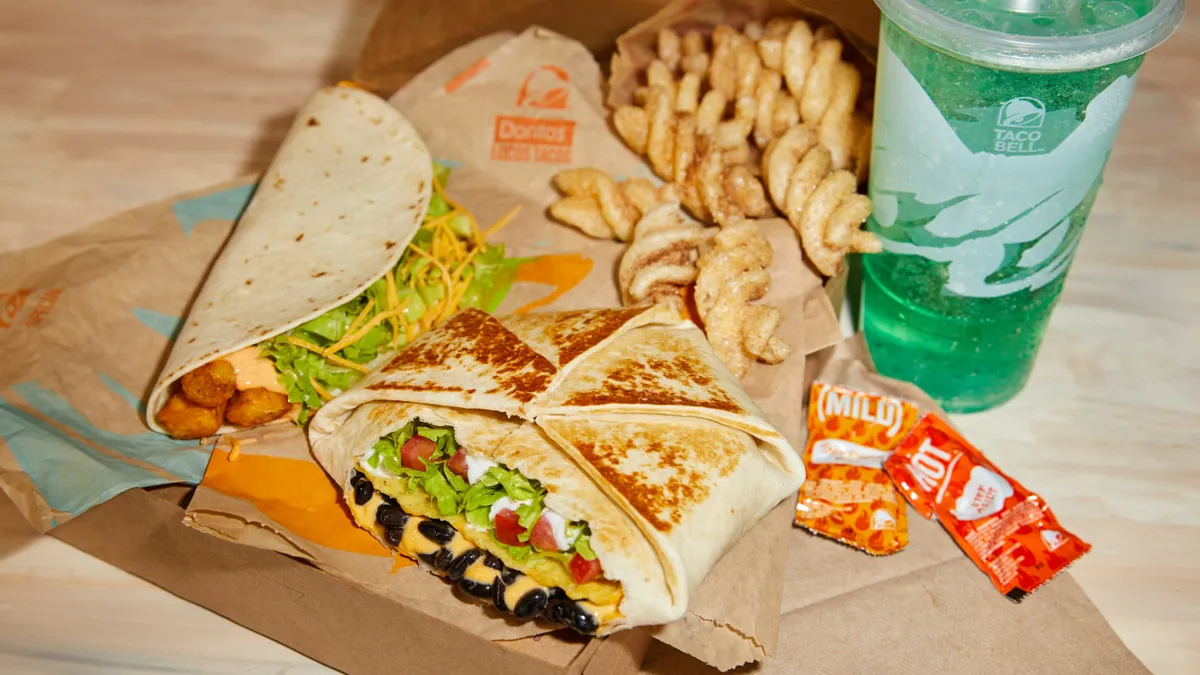 A promotional image for Taco Bell's new vegetarian combo deal.