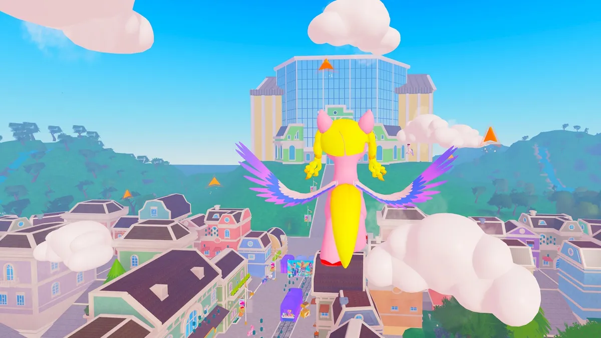 A horse avatar with wings fly's over a Roblox activation.