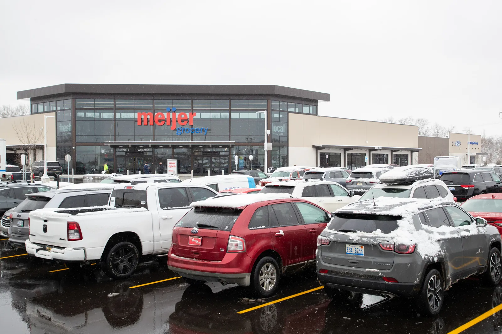 The parking lot of a Meijer Grocery store in Michigan