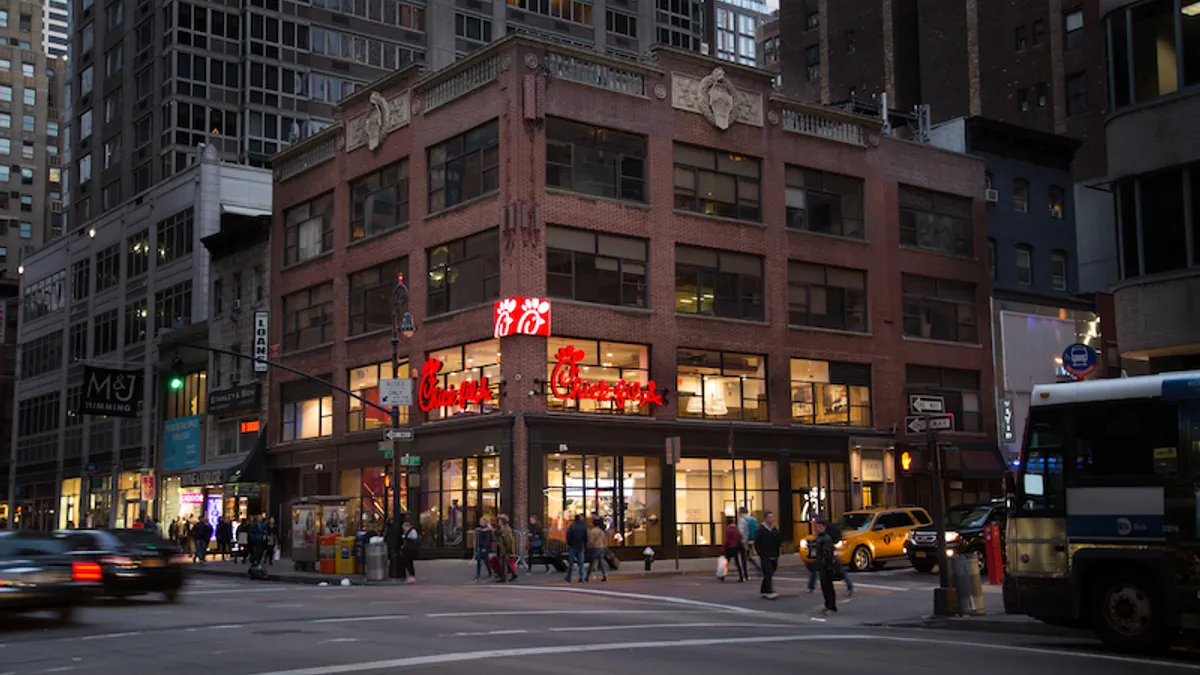 A Chick-fil-A restaurant in New York City.