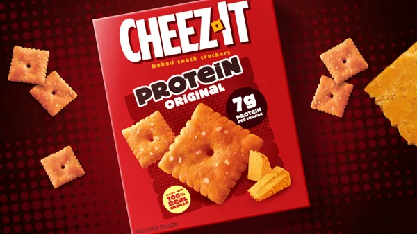 A bof of Cheez-it Protein crackers