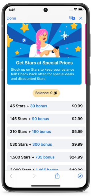 Facebook Stars Store