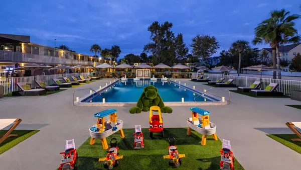 An exterior view of Magic Moment Resort & Kids Club in Kissimmee, Florida.
