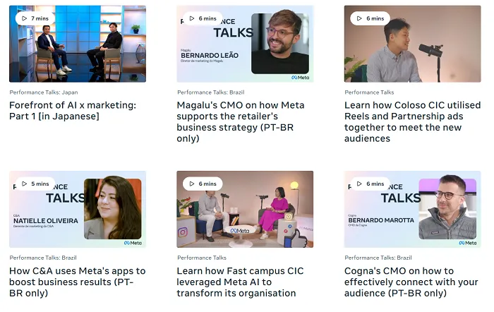 Meta Performance Talks hub