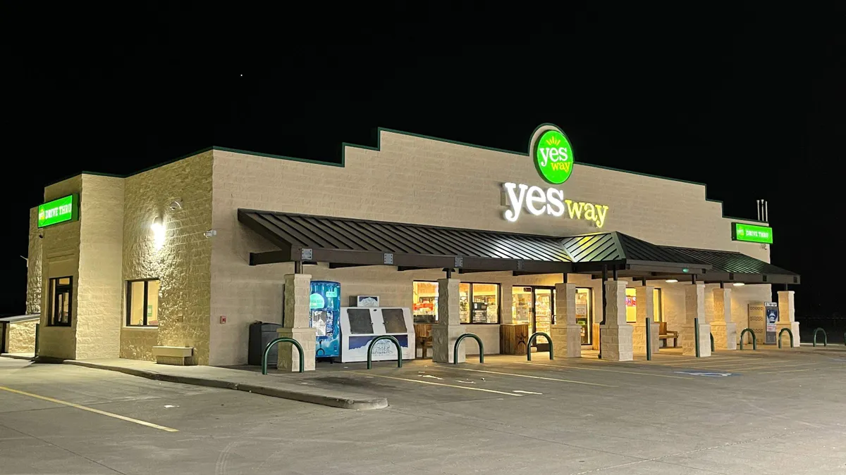 A photo of the exterior of a Yesway store.