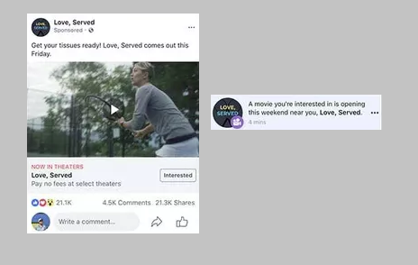 Facebook movie reminder