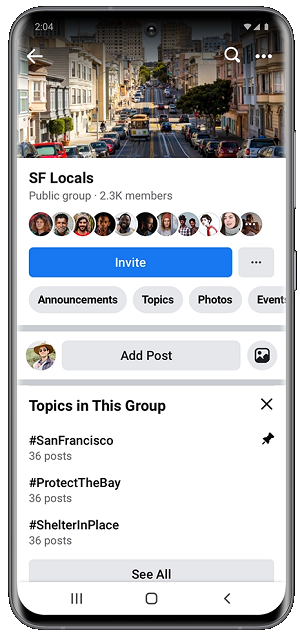 Facebook group topics