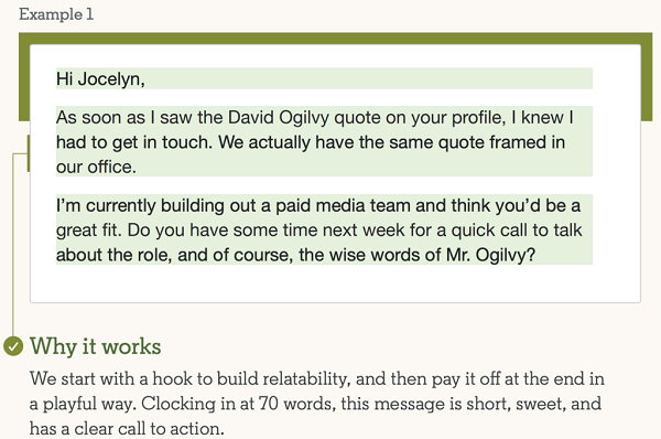 LinkedIn InMail example