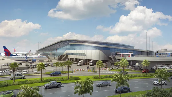 Rendering of the exterior of airside D at tampa airport in Florida.