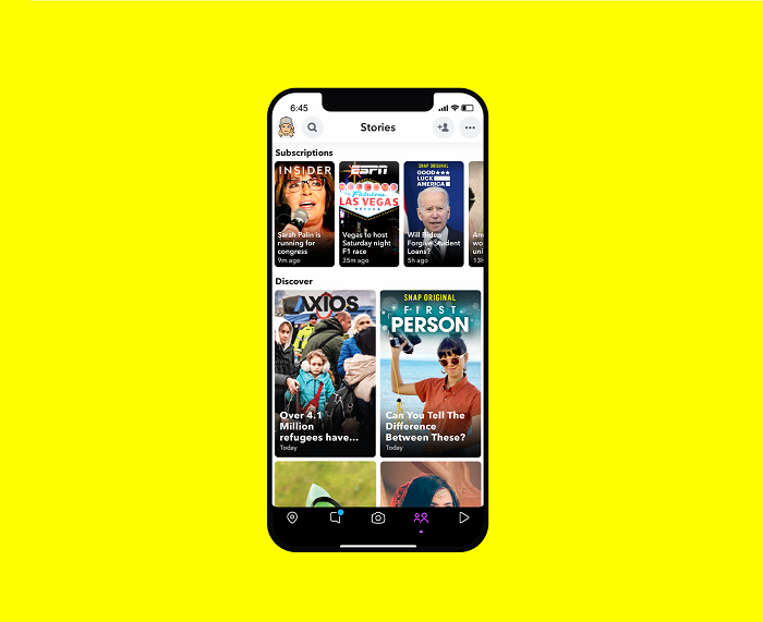 Snapchat Dynamic Stories example