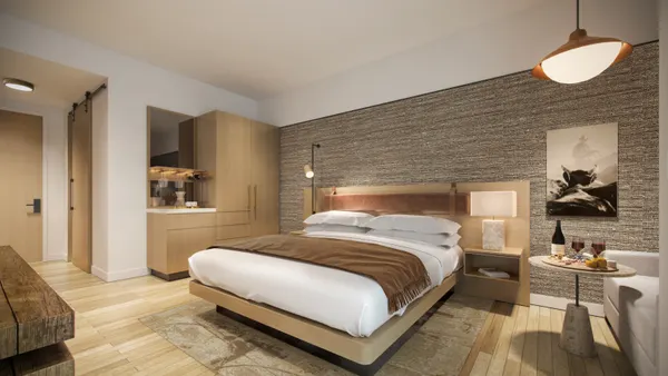 Picture of a guest room featuring wine and food