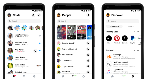 A look at the updates format for Facebook Messenger