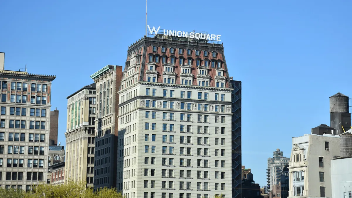 A facade of the W Hotel at Union Square in New York City.