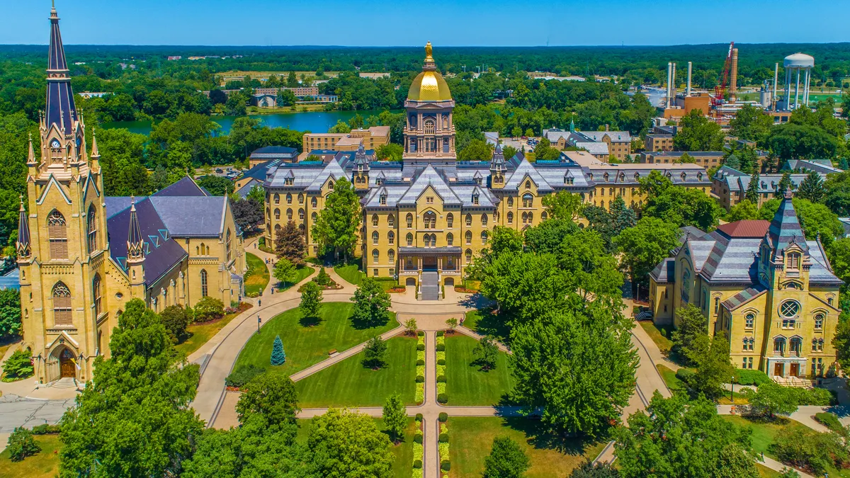 The campus of University of Notre Dame.