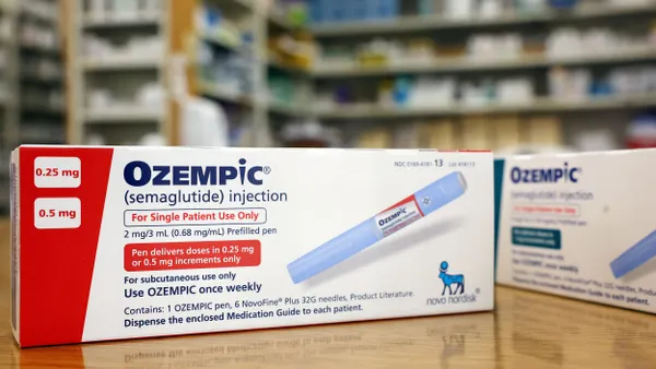 Two boxes of Ozempic prescription drugs.