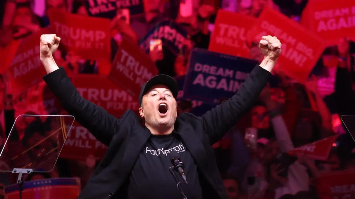 Elon Musk at presidential rally for president-elect Donald Trump