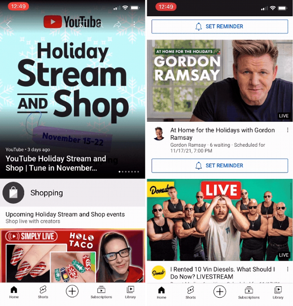 YouTube live-stream shopping