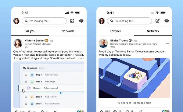 LinkedIn Network feed