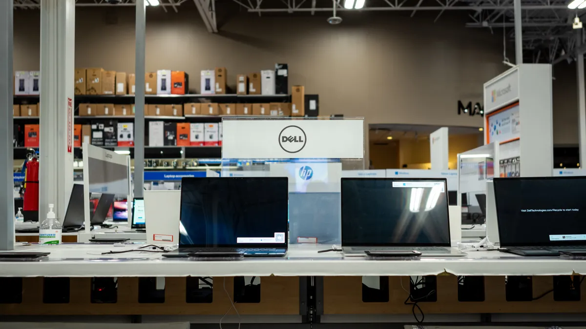 Dell laptops are seen on display at a Best Buy store on June 02, 2023 in Austin, Texas.