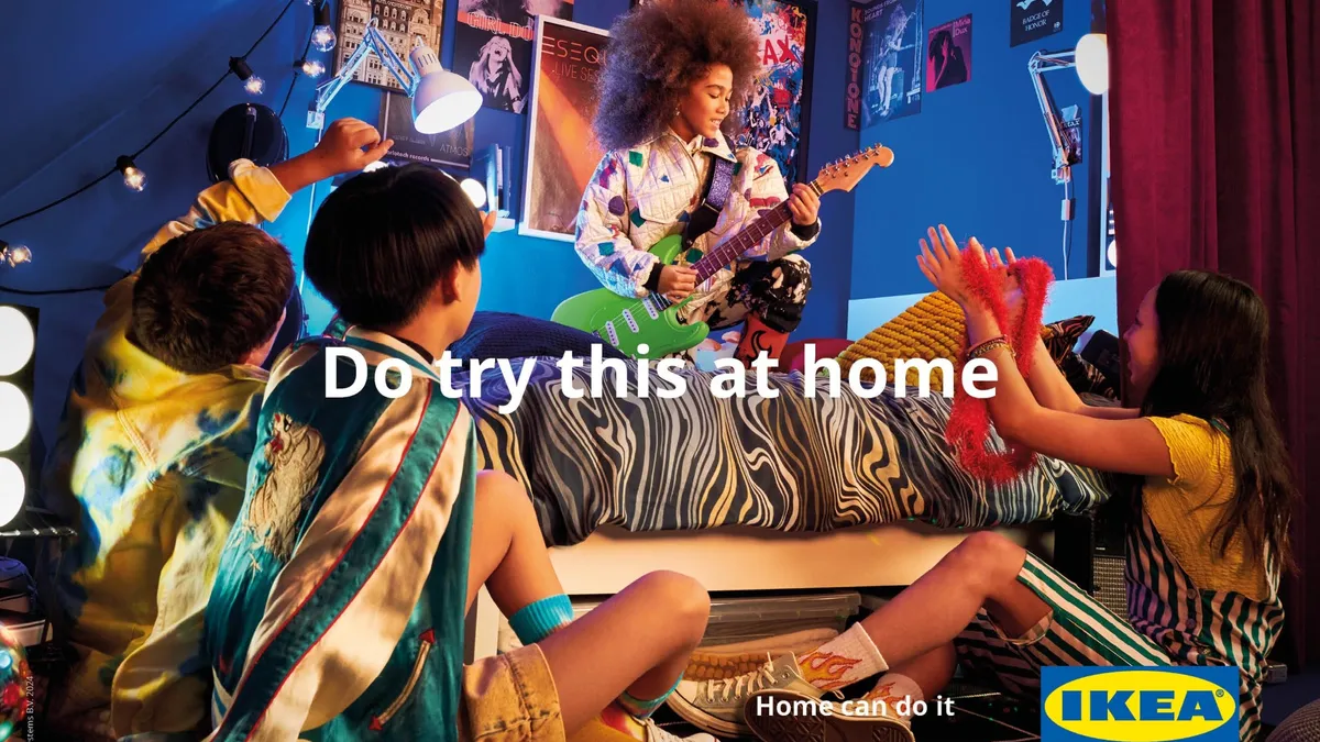 Ikea's new ad campaign shows a young girl putting on a guitar concert for her friends.