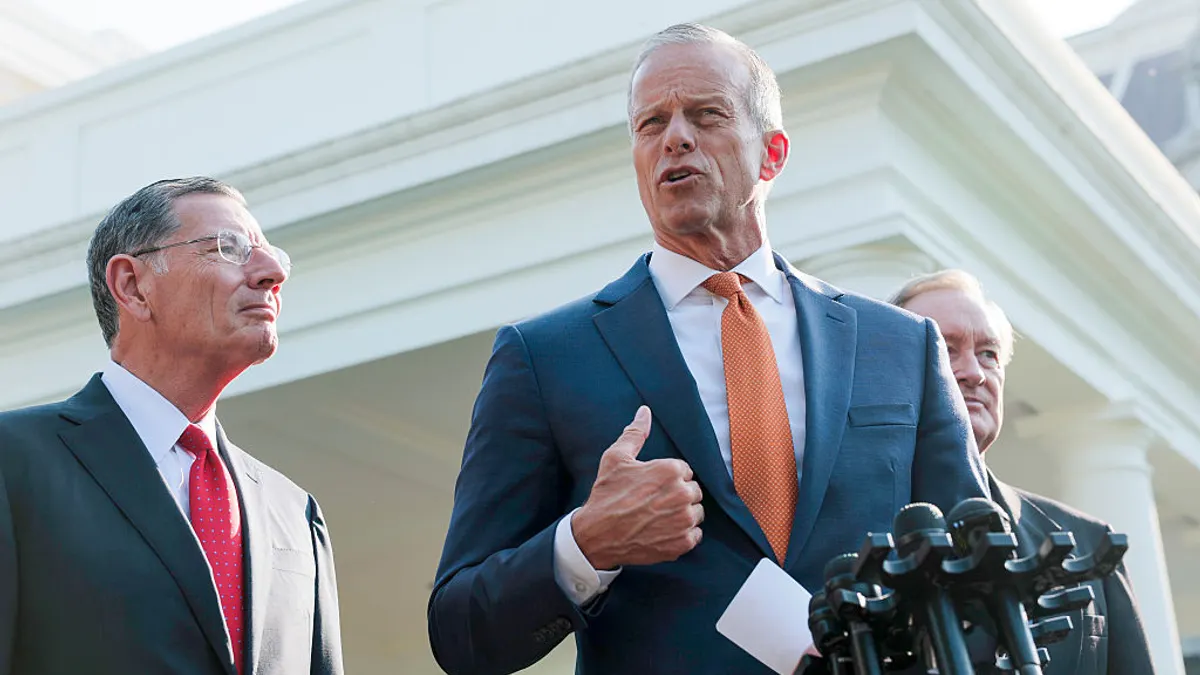 Sen. John Thune speaks in front of the West Wing.