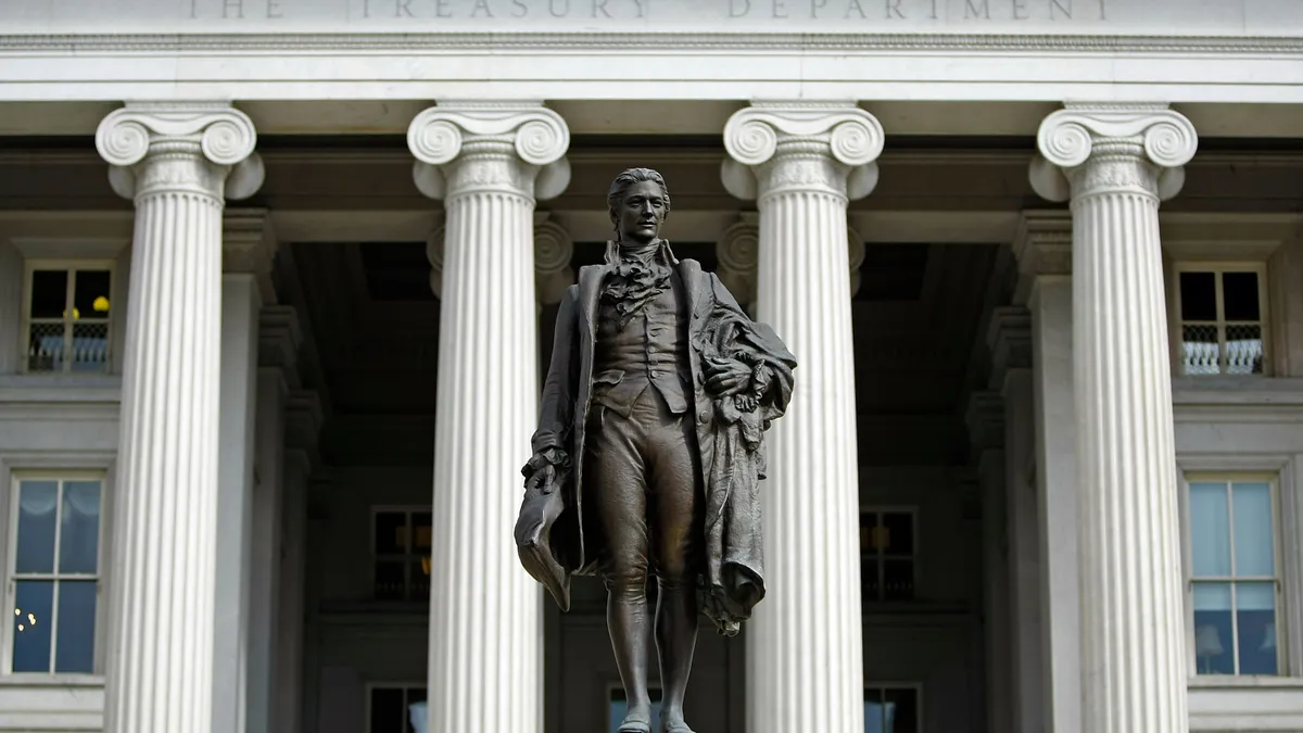 Statue of Alexander Hamilton.