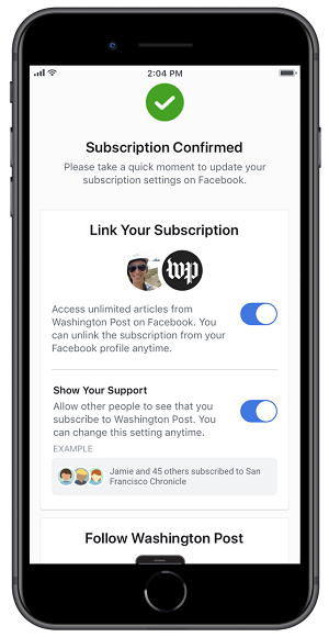 Facebook IA welcome screen