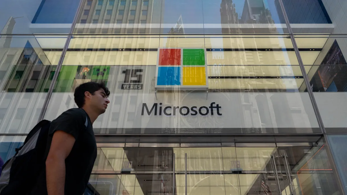 People walk past the Microsoft store on Fifth Avenue on July 19, 2024 in New York City.