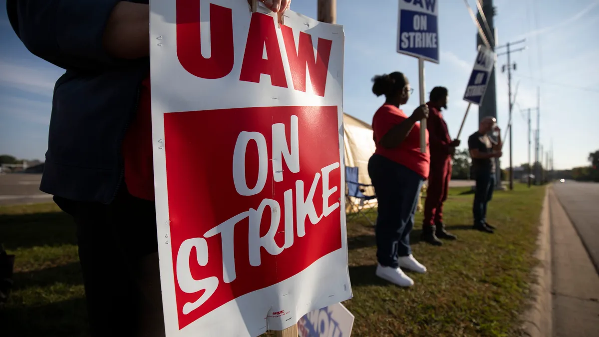 UAW on strike signage