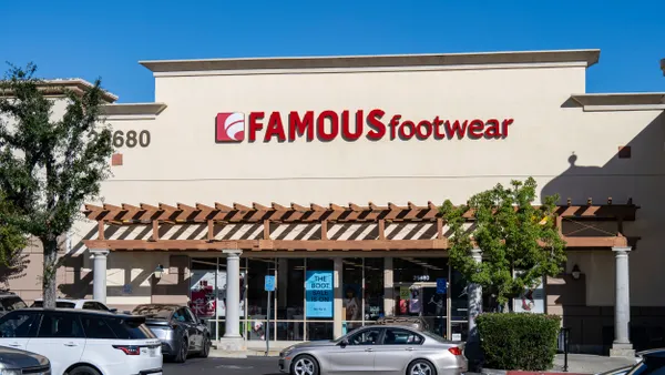 The front entrance of the Famous Footwear shoe store in Stevenson Ranch, California.
