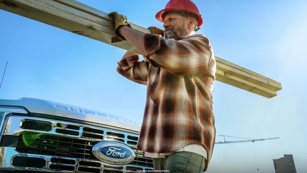 Man works in construction in Ford ad