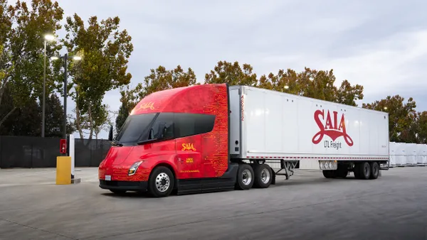 A Saia Tesla Semi truck in a company provided photo.