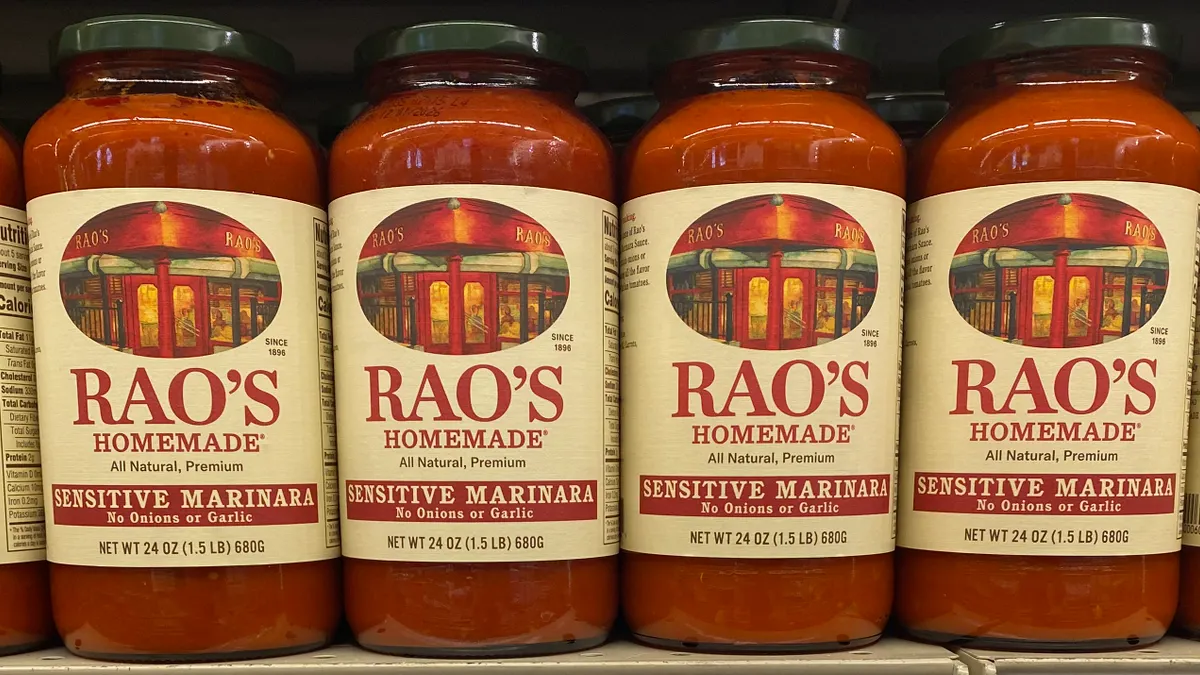 Jars of Rao's pasta sauce.