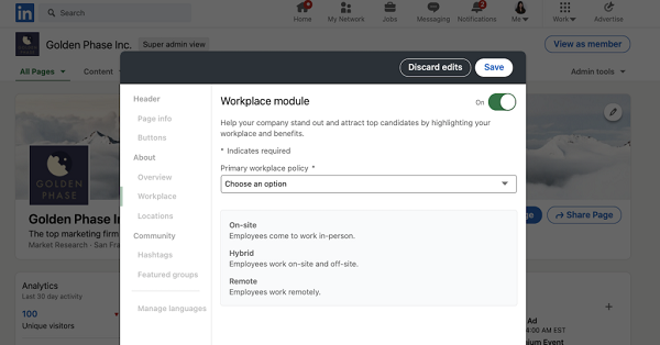 LinkedIn Company Pages update