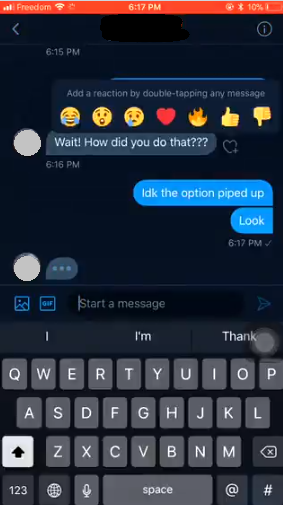 Twitter DM reactions